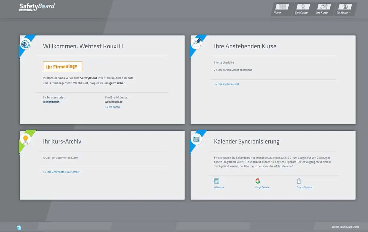 Dashboard für Teilnehmer