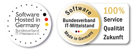 Zertifikate: Software Hosted in Germany und Software Made in Germany (Bundesverband IT-Mittelstand)